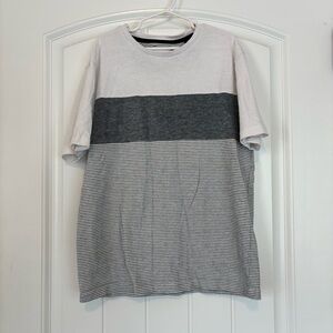 Denim & Flower Boys Gray and White Striped T-Shirt Size 11/12